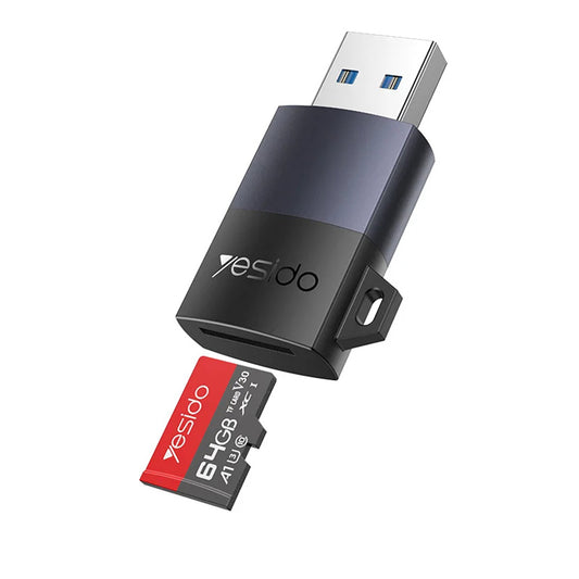 Αναγνώστης Καρτών USB Yesido GS36, microSD, Μαύρος