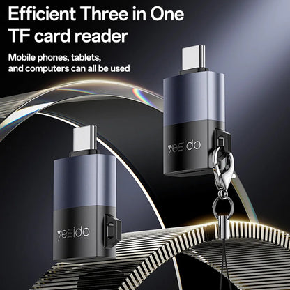 Αναγνώστης Καρτών USB Yesido GS37, microSD, Μαύρος