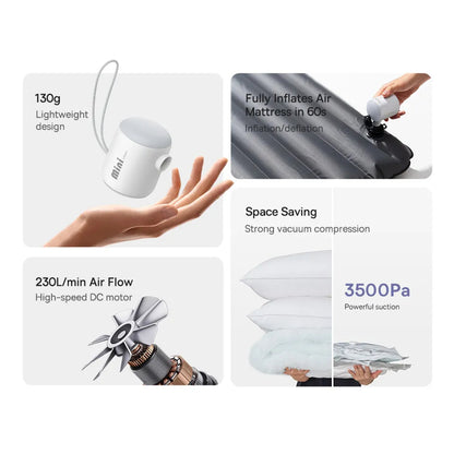 Αντλία Baseus PocketGo για φουσκωτά στρώματα, Λευκή C11157700221-00