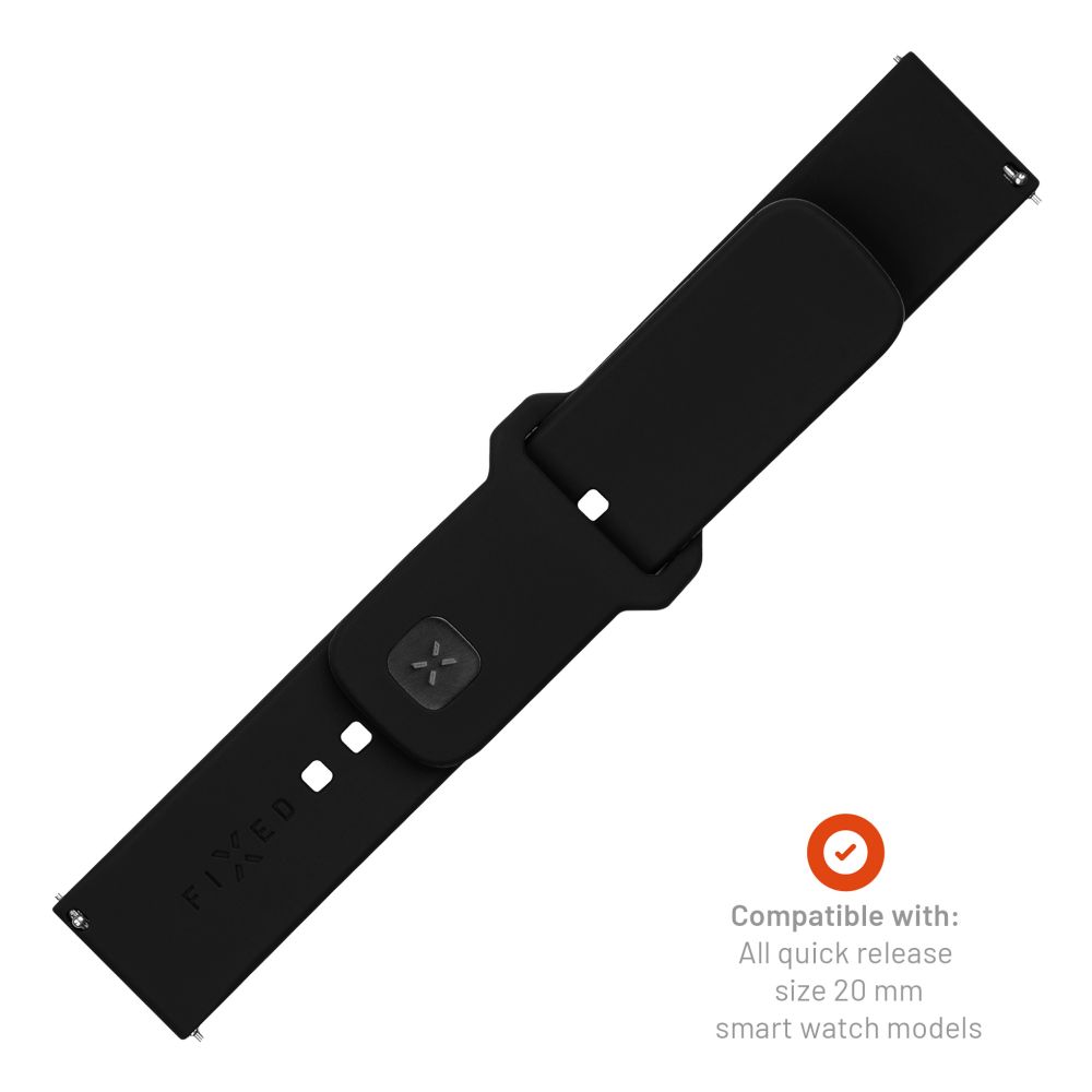 Λουράκι Fixed Silicone Sporty για Samsung Galaxy Watch / Huawei Watch Series, 20mm, Μαύρο