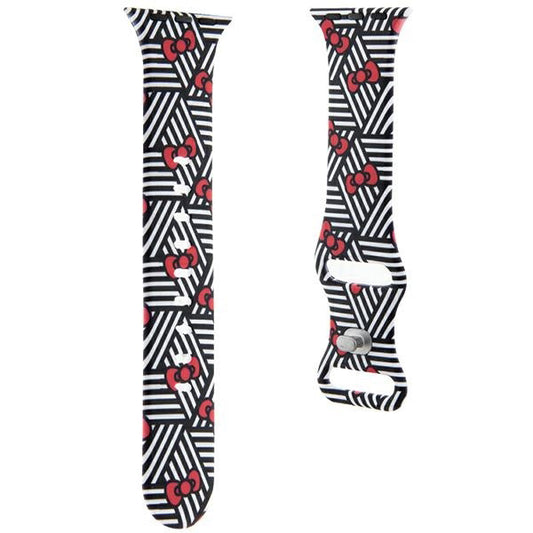 Λουράκι Hello Kitty Silicone Bows & Stripes για Apple Watch 42mm / 41mm / 40mm / 38mm Series, Μαύρο
