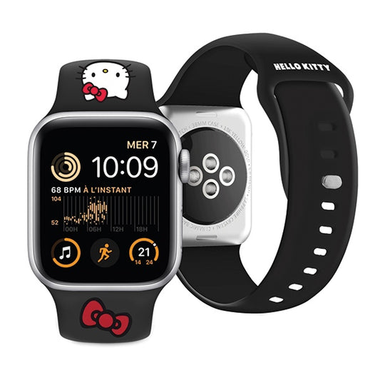 Λουράκι Hello Kitty Silicone Kitty Head για Apple Watch 42mm / 41mm / 40mm / 38mm Series, Μαύρο