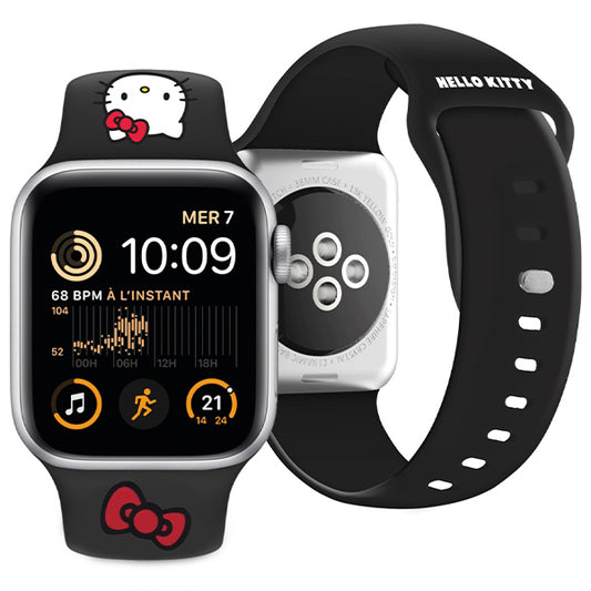 Λουράκι Hello Kitty Silicone Kitty Head για Apple Watch 49mm / 46mm / 45mm / 44mm / 42mm Series, Μαύρο