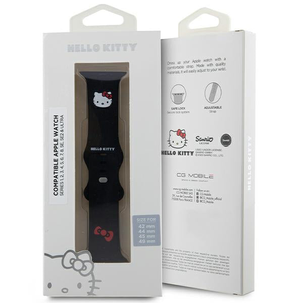 Λουράκι Hello Kitty Silicone Kitty Head για Apple Watch 49mm / 46mm / 45mm / 44mm / 42mm Series, Μαύρο
