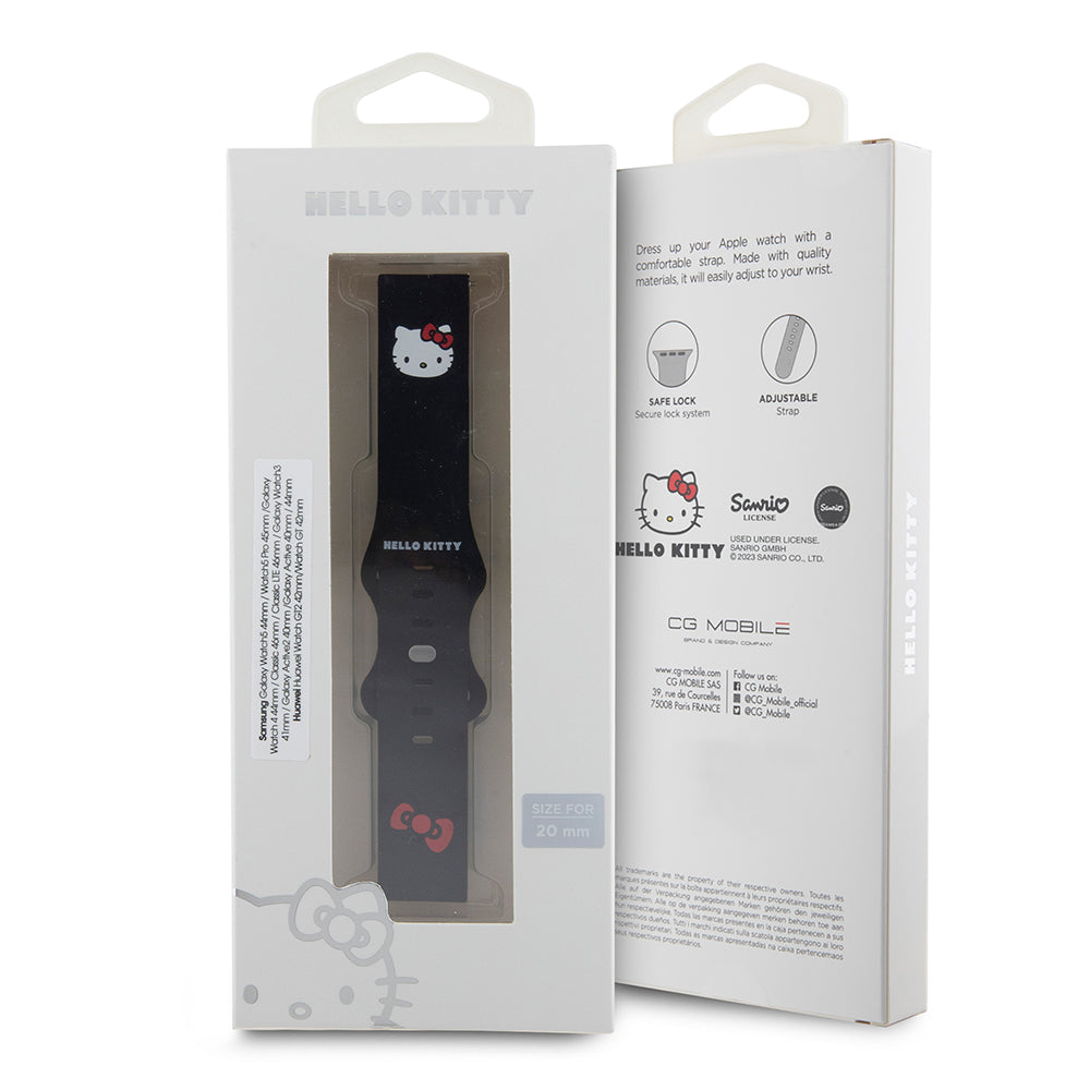 Λουράκι Hello Kitty Silicone Kitty Head για Samsung Galaxy Watch / Huawei Watch Series, Μαύρο