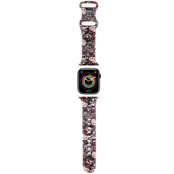 Λουράκι Hello Kitty Silicone Tags Graffiti για Apple Watch 42mm / 41mm / 40mm / 38mm Series, Ροζ