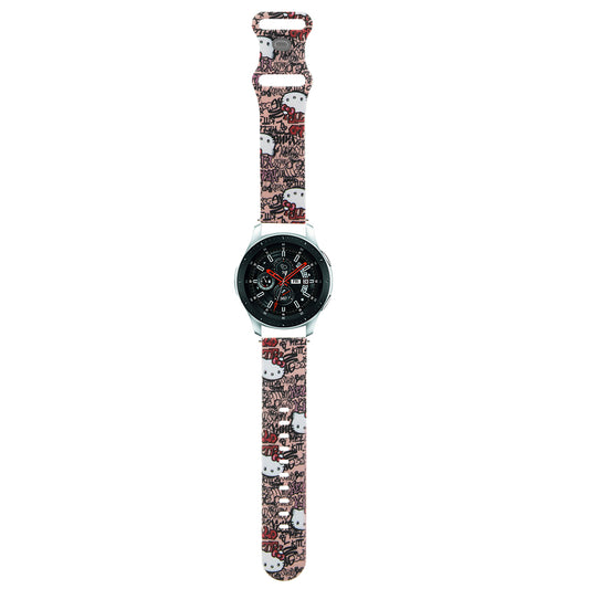 Λουράκι Hello Kitty Silicone Tags Graffiti για Samsung Galaxy Watch / Huawei Watch 46mm / 45mm / 41mm Series, Ροζ