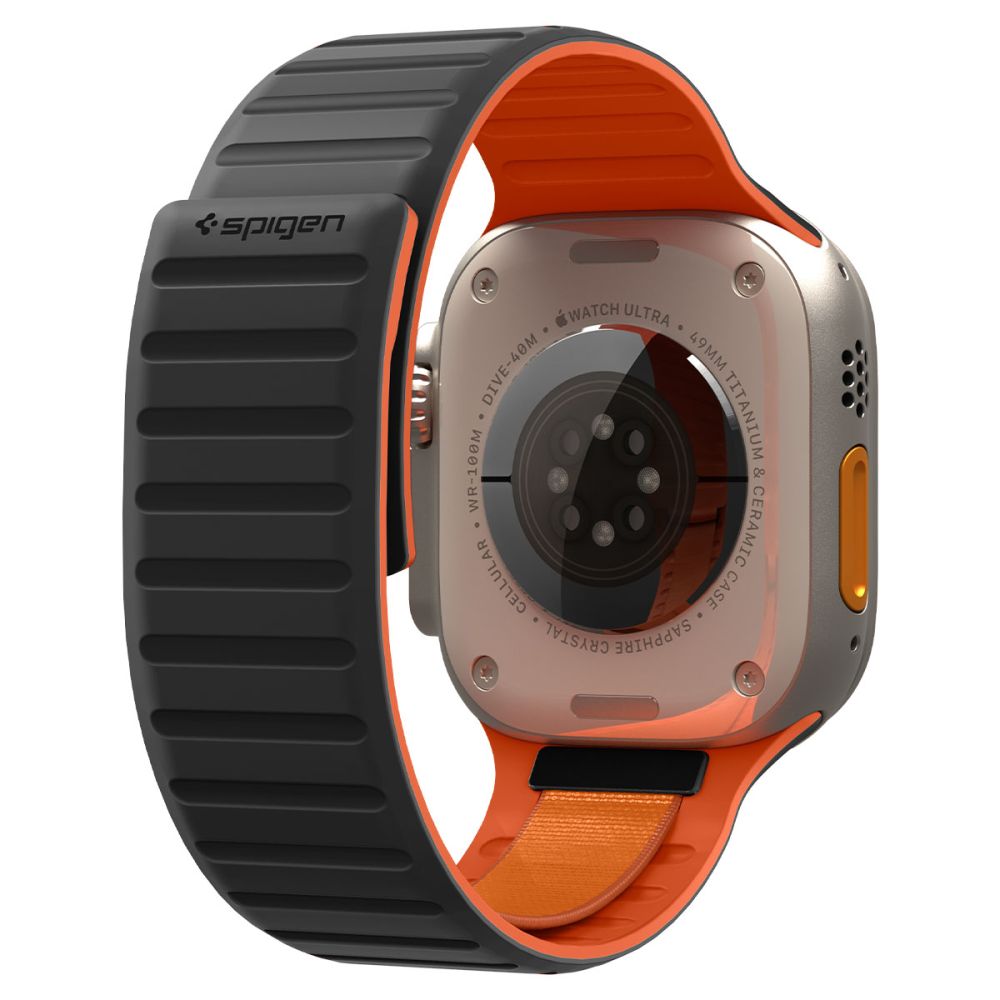 Spigen Athlex Air M Band for Apple Watch 49mm / 46mm / 45mm / 44mm Series, Black Orange AMP11534