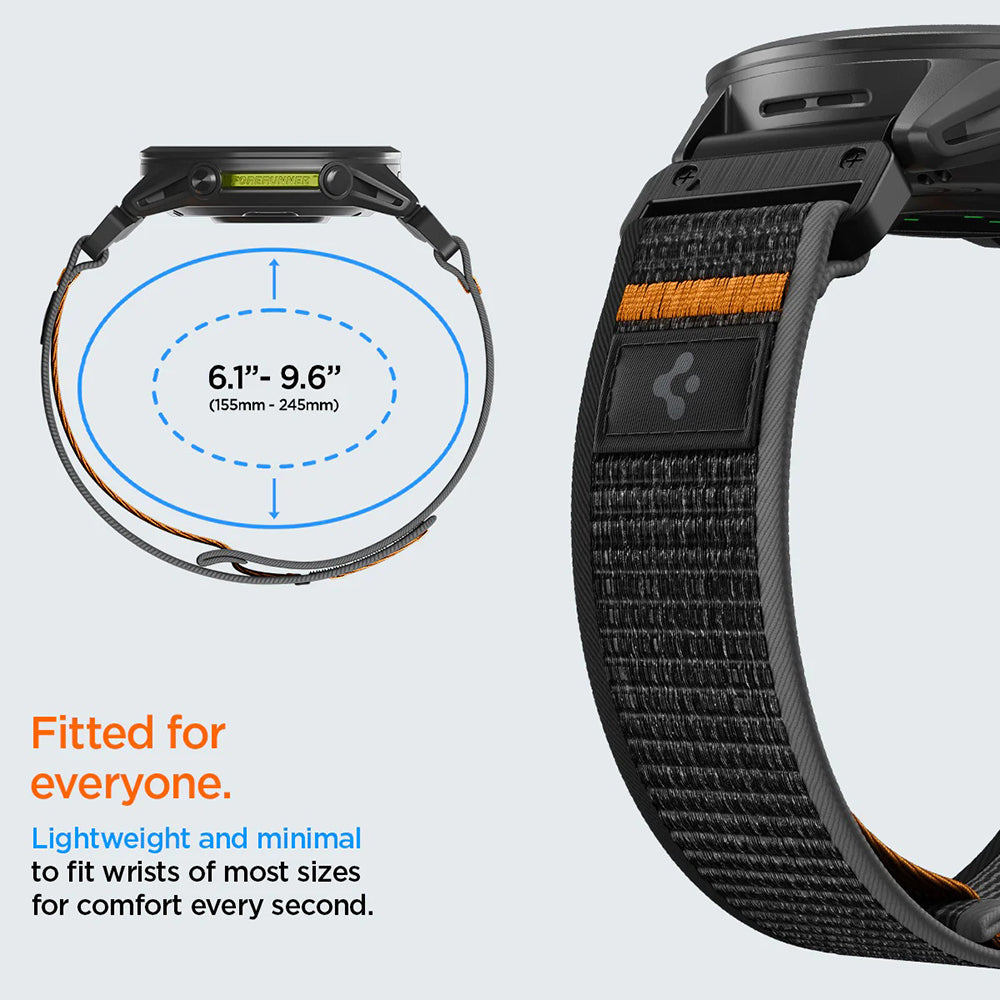 Λουράκι Spigen Athlex Air για Garmin Watch Fenix / Forerunner / Approach Series, 22mm, Μαύρο Πορτοκαλί AMP11426
