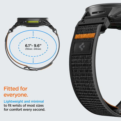 Λουράκι Spigen Athlex Air για Garmin Watch Fenix / Forerunner / Approach Series, 22mm, Μαύρο Πορτοκαλί AMP11426