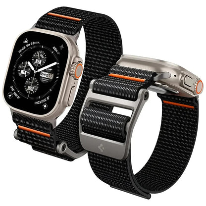 Spigen DuraPro Flex Band for Apple Watch 49mm / 46mm / 45mm / 44mm Series, Black Orange AMP05981