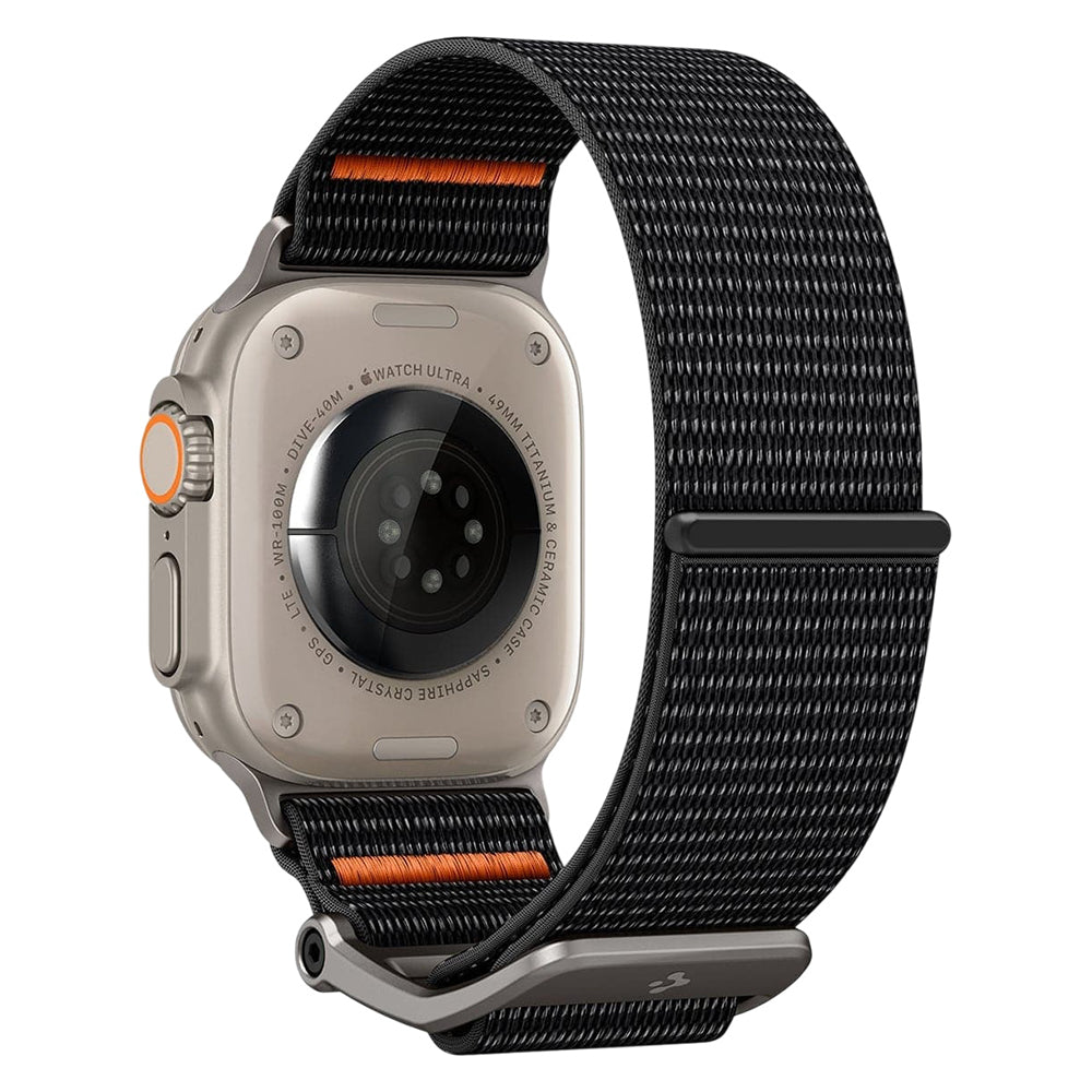 Spigen DuraPro Flex Band for Apple Watch 49mm / 46mm / 45mm / 44mm Series, Black Orange AMP05981