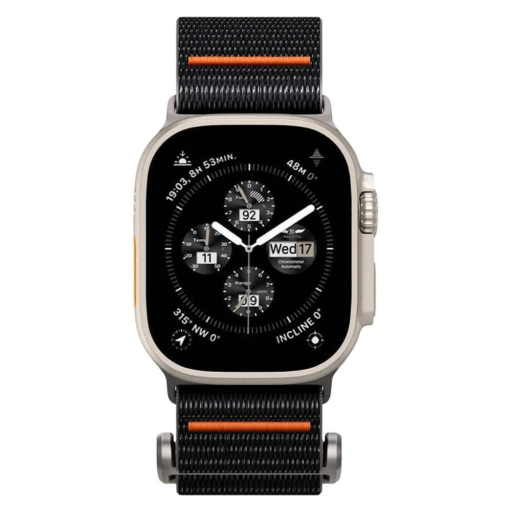 Spigen DuraPro Flex Band for Apple Watch 49mm / 46mm / 45mm / 44mm Series, Black Orange AMP05981