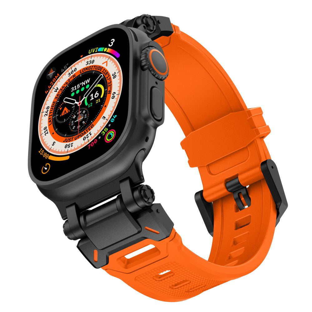 Λουράκι Techsuit W064 για Apple Watch 49mm / 46mm / 45mm / 44mm / 42mm Series, Μαύρο Πορτοκαλί