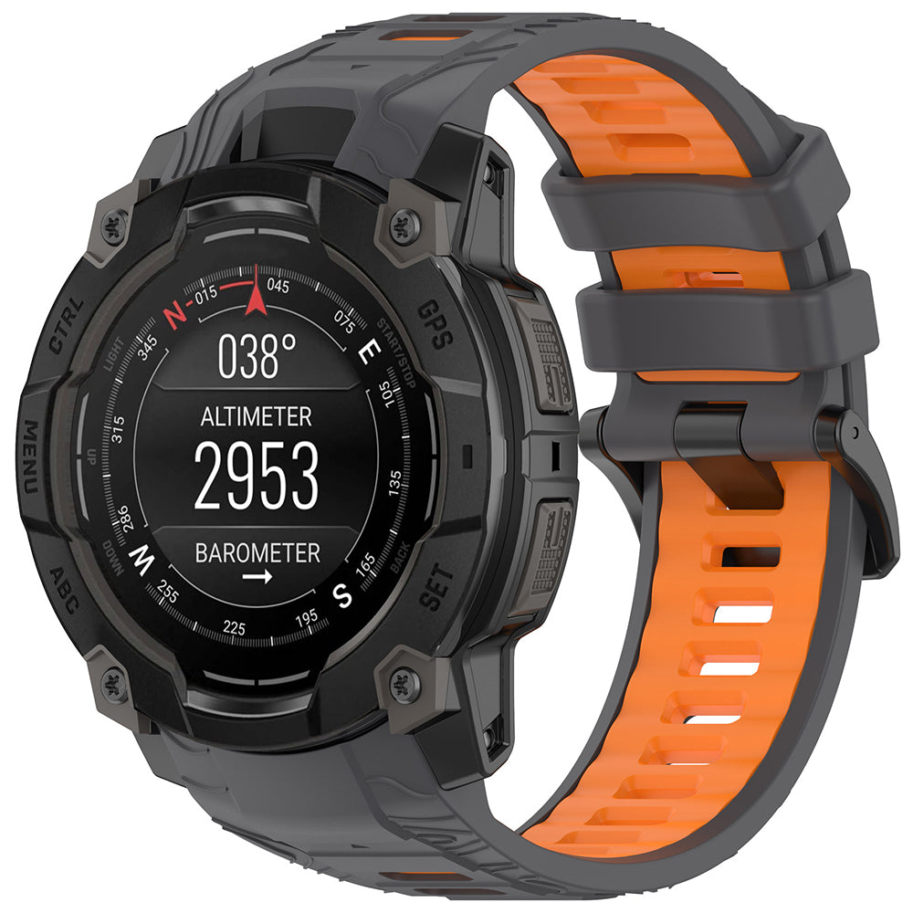 Λουράκι Techsuit W077 για Garmin Instinct 3 45mm Solar / Instinct 3 45mm, Γκρι Πορτοκαλί