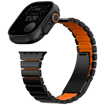 Λουράκι UNIQ Strova Flex για Apple Watch 49mm / 46mm / 45mm / 44mm / 42mm Series, Μαύρο Πορτοκαλί