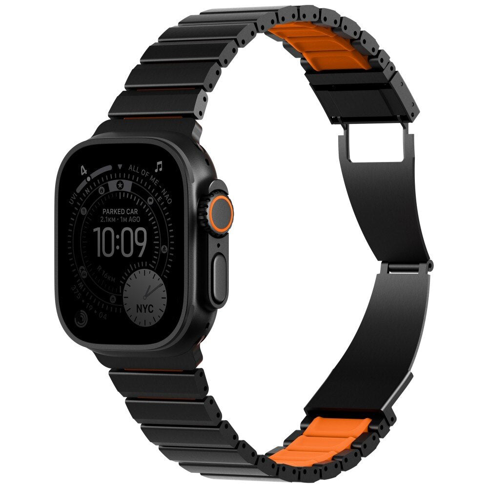 Λουράκι UNIQ Strova Flex για Apple Watch 49mm / 46mm / 45mm / 44mm / 42mm Series, Μαύρο Πορτοκαλί