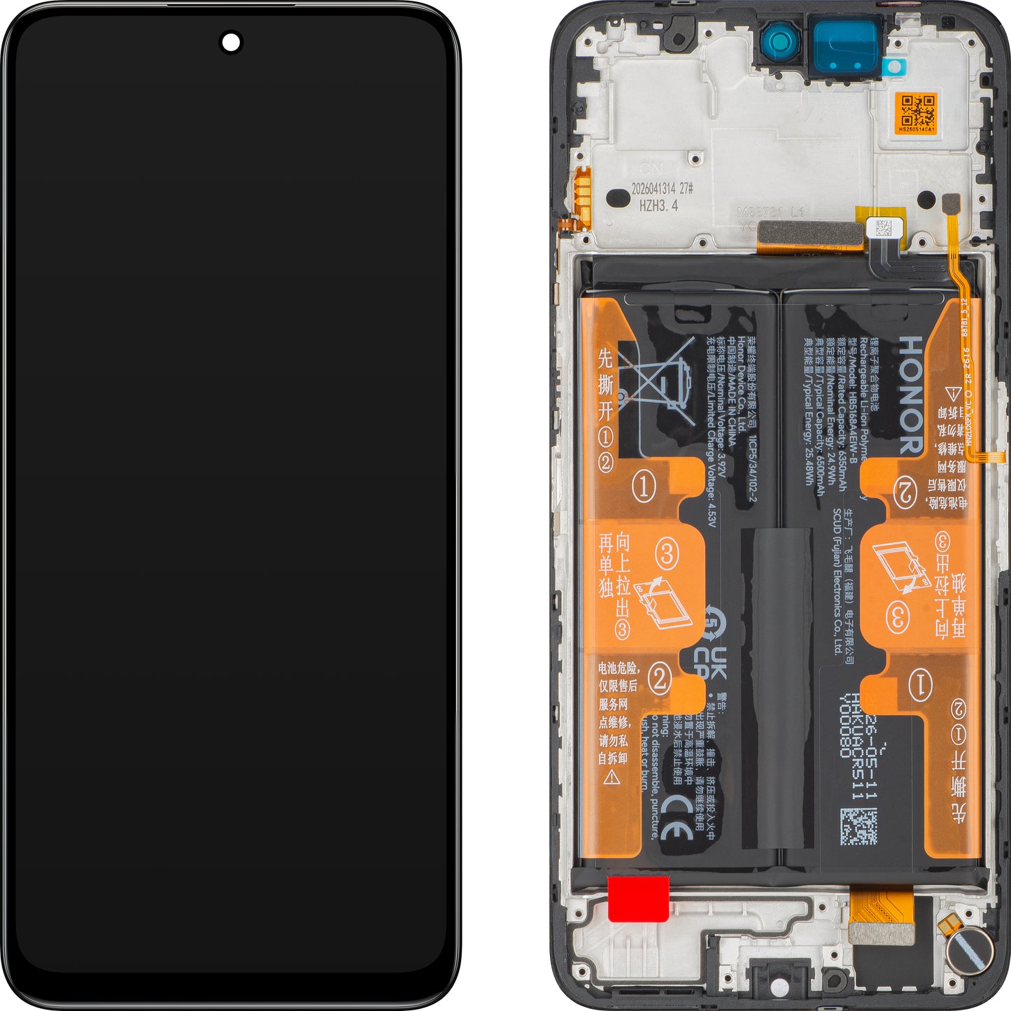 Οθόνη με Αφής Honor 400 Smart 5G, με Πλαίσιο και Μπαταρία, Μαύρο, Service Pack 0235AQSV