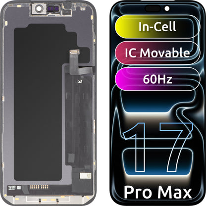 Οθόνη με Touchscreen JK για Apple iPhone 17 Pro Max, με Πλαίσιο, Έκδοση LCD In-Cell IC Movable, Μαύρο