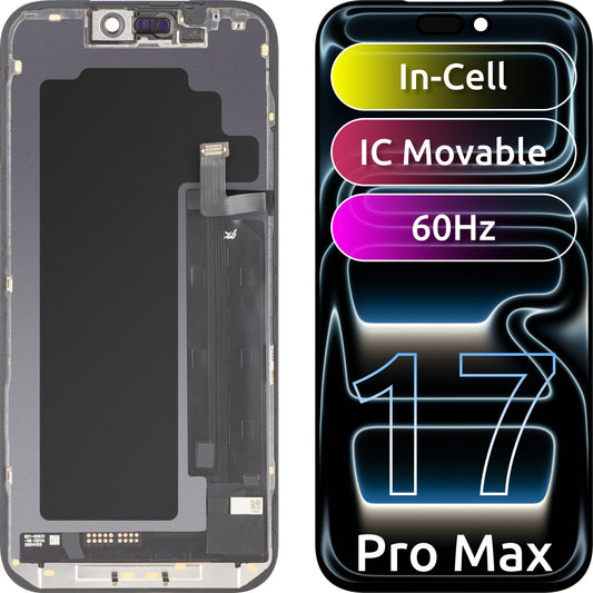 JK Touchscreen Display for Apple iPhone 17 Pro Max, with Frame, Movable IC In-Cell LCD Version, Black