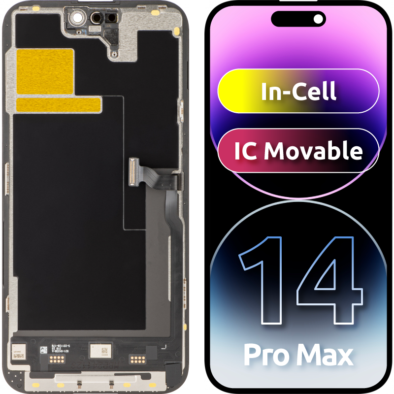 Οθόνη αφής JK για Apple iPhone 14 Pro Max, με πλαίσιο, έκδοση κινητής οθόνης LCD με ενσωματωμένο ολοκληρωμένο κύκλωμα, μαύρο