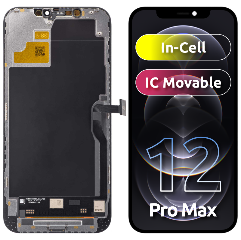 Οθόνη αφής JK για Apple iPhone 12 Pro Max, με πλαίσιο, έκδοση LCD εντός κυψέλης, μαύρο