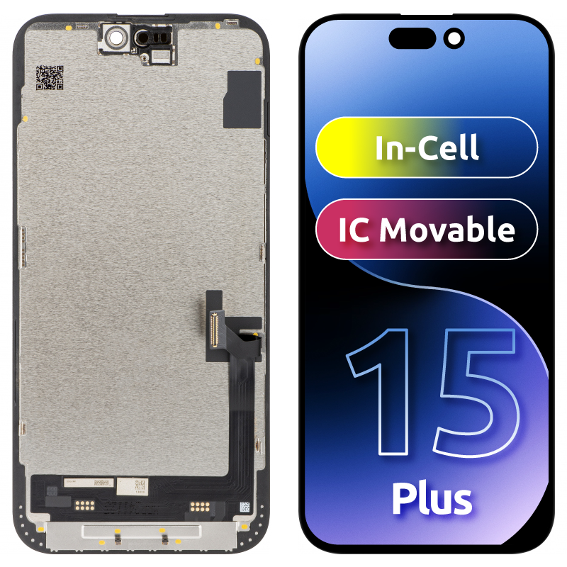 Οθόνη αφής JK για Apple iPhone 15 Plus, με πλαίσιο, έκδοση LCD εντός κυψέλης, μαύρο 