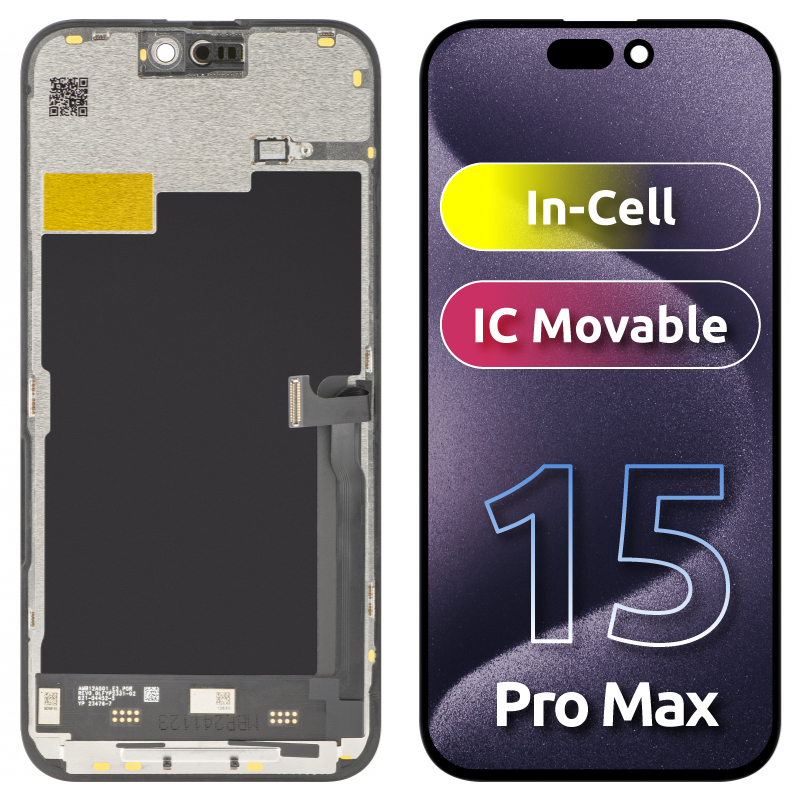 Οθόνη αφής JK για Apple iPhone 15 Pro Max, με πλαίσιο, έκδοση LCD εντός κυψέλης, μαύρο 