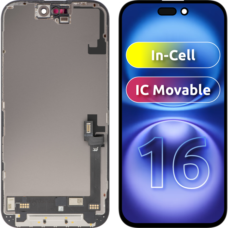 Οθόνη αφής JK για Apple iPhone 16, με Πλαίσιο, Έκδοση LCD In-Cell IC Movable, Μαύρο