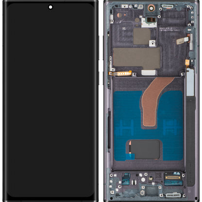Οθόνη με Touchscreen MP συμβατή με Samsung Galaxy S22 Ultra 5G S908, με Πλαίσιο, Έκδοση OLED, Μαύρο, Ανταλλαγή