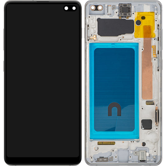 Οθόνη με οθόνη αφής MP συμβατή με Samsung Galaxy S10+ G975, με Πλαίσιο, Ασημί