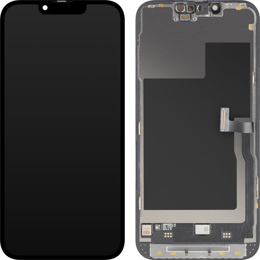 Οθόνη αφής MP συμβατή με Apple iPhone 13 Pro, με Πλαίσιο, Έκδοση Premium Soft OLED FHD 120Hz, Μαύρη