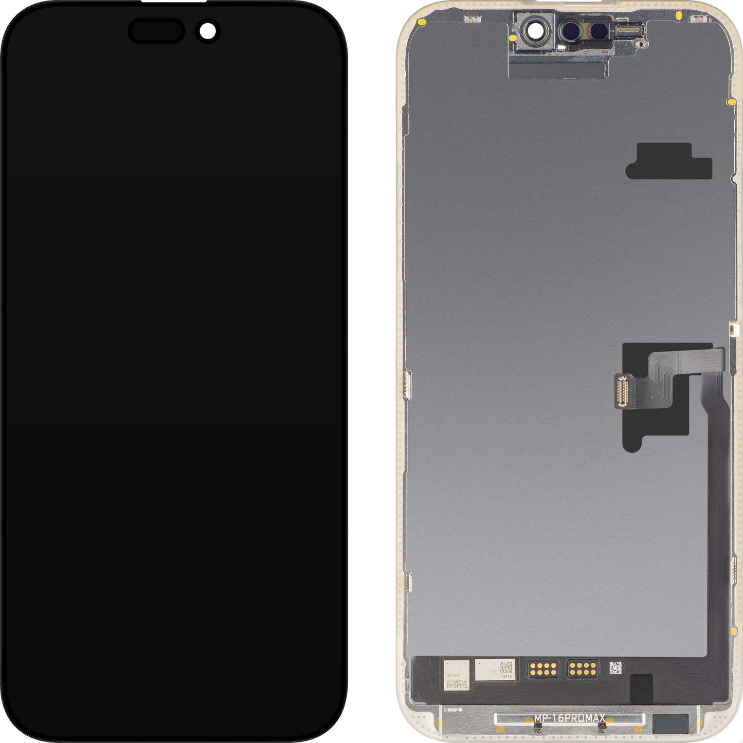 Οθόνη με MP Touchscreen συμβατή με Apple iPhone 16 Pro Max, με πλαίσιο, έκδοση λογισμικού OLED FHD Diagnostic, μαύρο