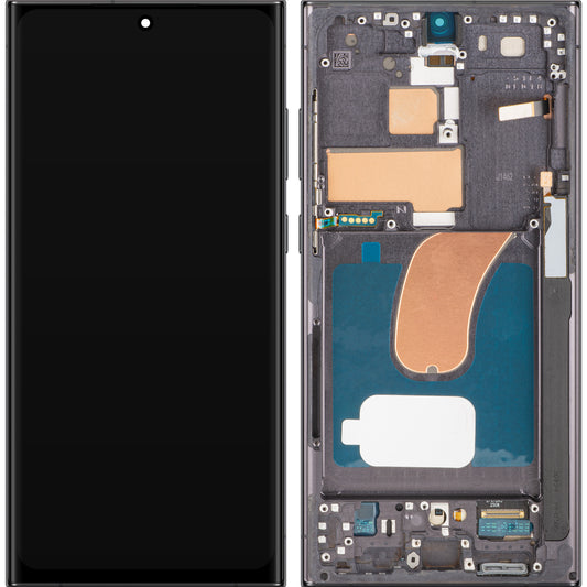 MP Touchscreen Display compatible with Samsung Galaxy S23 Ultra S918, with Frame, OLED Version, Black, Swap