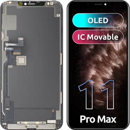 Οθόνη με Touchscreen MP συμβατή με Apple iPhone 11 Pro Max, με Πλαίσιο, Έκδοση OLED FHD IC Movable, Μαύρο, Επανασφραγισμένη