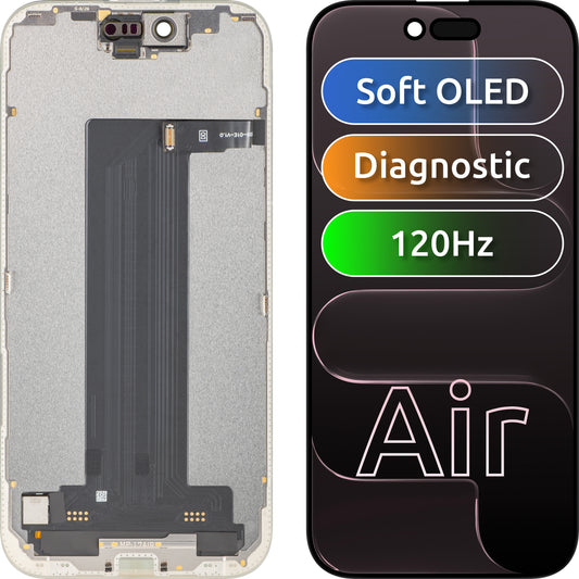 Οθόνη με Touchscreen MP συμβατή με Apple iPhone 17 Air, με πλαίσιο, έκδοση λογισμικού OLED FHD 120Hz Διαγνωστική, Μαύρο
