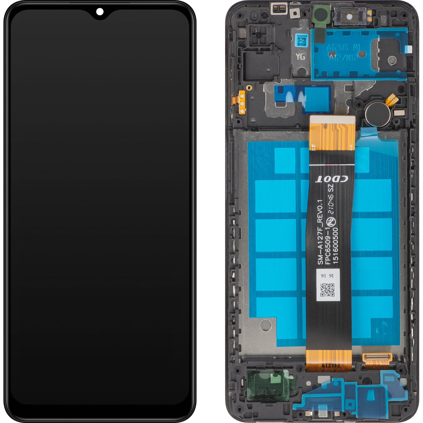 MP Οθόνη αφής συμβατή με Samsung Galaxy A12 Nacho A127, με πλαίσιο, μαύρο