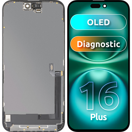 Οθόνη με Αφής MP συμβατή με Apple iPhone 16 Plus, με Πλαίσιο, Έκδοση OLED FHD Diagnostic, Μαύρη