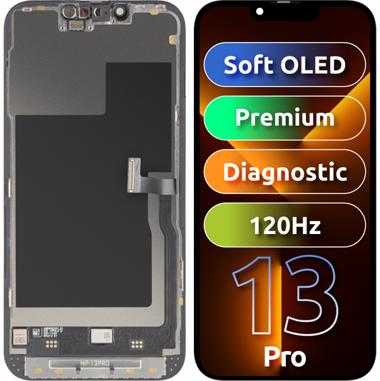 Οθόνη με Touchscreen MP συμβατή με Apple iPhone 13 Pro, με Πλαίσιο, Premium Έκδοση Soft OLED FHD 120Hz Διαγνωστική, Μαύρο