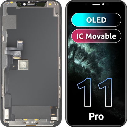 MP Touchscreen Display compatible with Apple iPhone 11 Pro, with Frame, OLED FHD IC Movable Version, Black