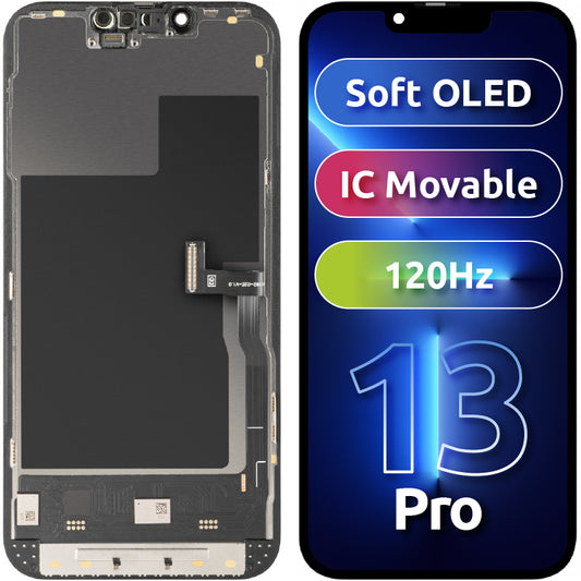 Οθόνη αφής MP συμβατή με Apple iPhone 13 Pro, με Πλαίσιο, Έκδοση Soft OLED IC Movable 120Hz FHD, Μαύρη