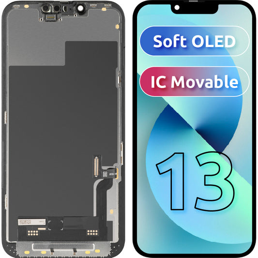 Οθόνη αφής MP συμβατή με Apple iPhone 13, με Πλαίσιο, Έκδοση Soft OLED IC Movable FHD, Μαύρη