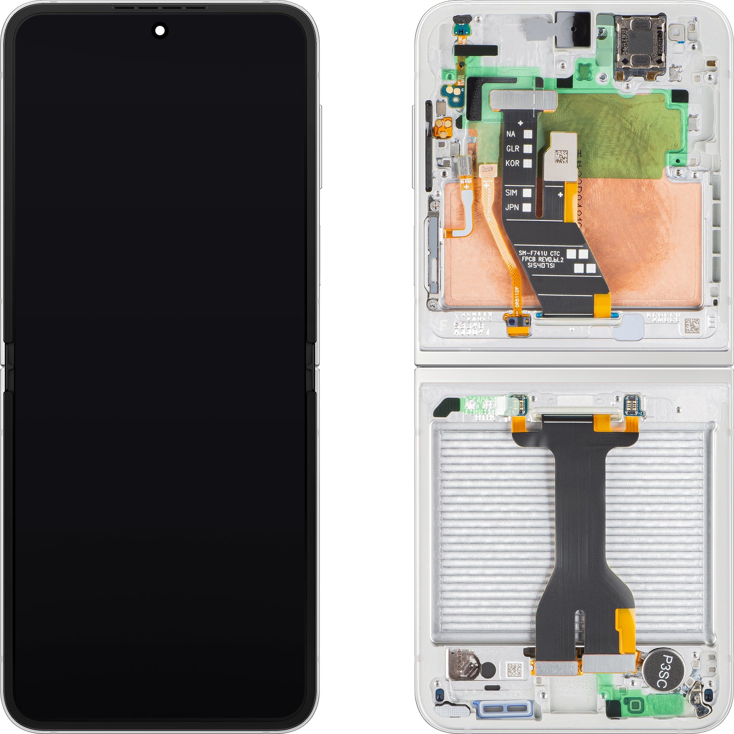 Οθόνη με Αφή Samsung Galaxy Z Flip6 F741, με Πλαίσιο, Υποστήριξη Εσωτερικού, Λευκό, Service Pack GH82-35014F