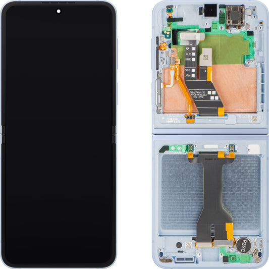 Οθόνη με οθόνη αφής Samsung Galaxy Z Flip6 F741, με πλαίσιο, Εσωτερικό, Μπλε, Service Pack GH82-35014C