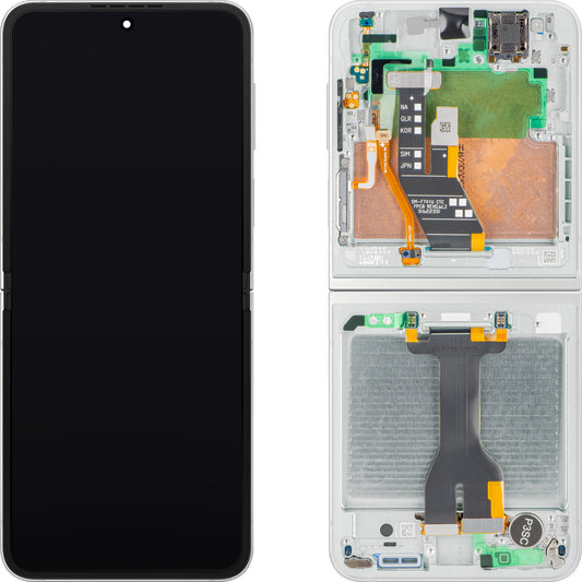 Οθόνη με Αφή Samsung Galaxy Z Flip7 FE F761, με Πλαίσιο, Εσωτερικό Κάτω, Λευκό, Service Pack GH82-37734B