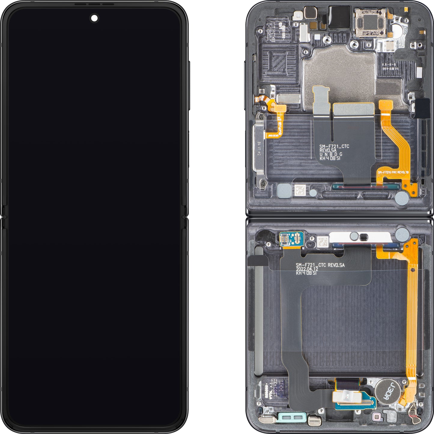 Οθόνη με οθόνη αφής Samsung Galaxy Z Flip4 F721, με πλαίσιο, υποεσωτερικό, γκρι (Graphite), Service Pack GH82-30238A