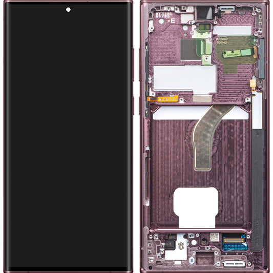 Οθόνη με οθόνη αφής Samsung Galaxy S22 Ultra 5G S908, με πλαίσιο, μπορντό, ανταλλαγή GH82-27488B