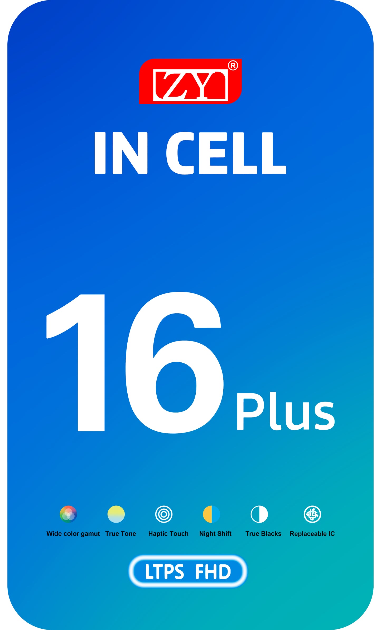 Οθόνη με οθόνη αφής ZY για Apple iPhone 16 Plus, με Πλαίσιο, Έκδοση LCD In-Cell, Μαύρη