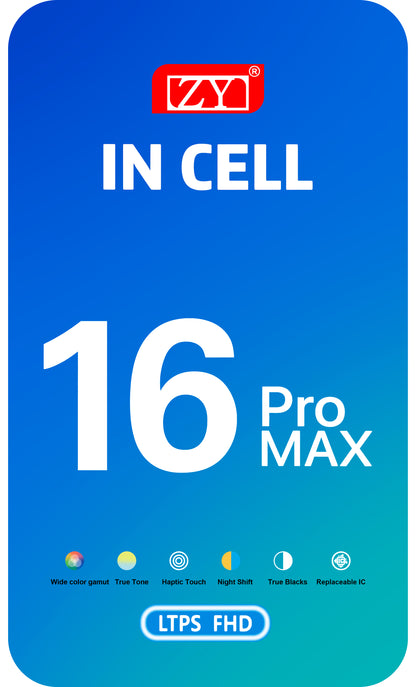 Οθόνη με Αφή ZY για Apple iPhone 16 Pro Max, με Πλαίσιο, Έκδοση LCD In-Cell IC Movable, Μαύρη