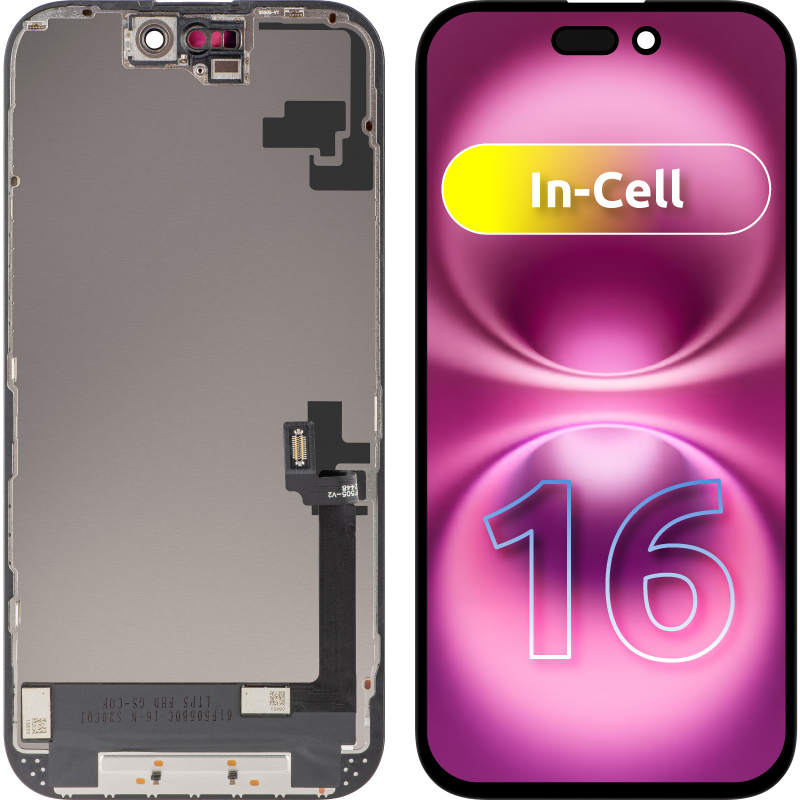 Οθόνη με οθόνη αφής ZY για Apple iPhone 16, με Πλαίσιο, Έκδοση LCD In-Cell, Μαύρη